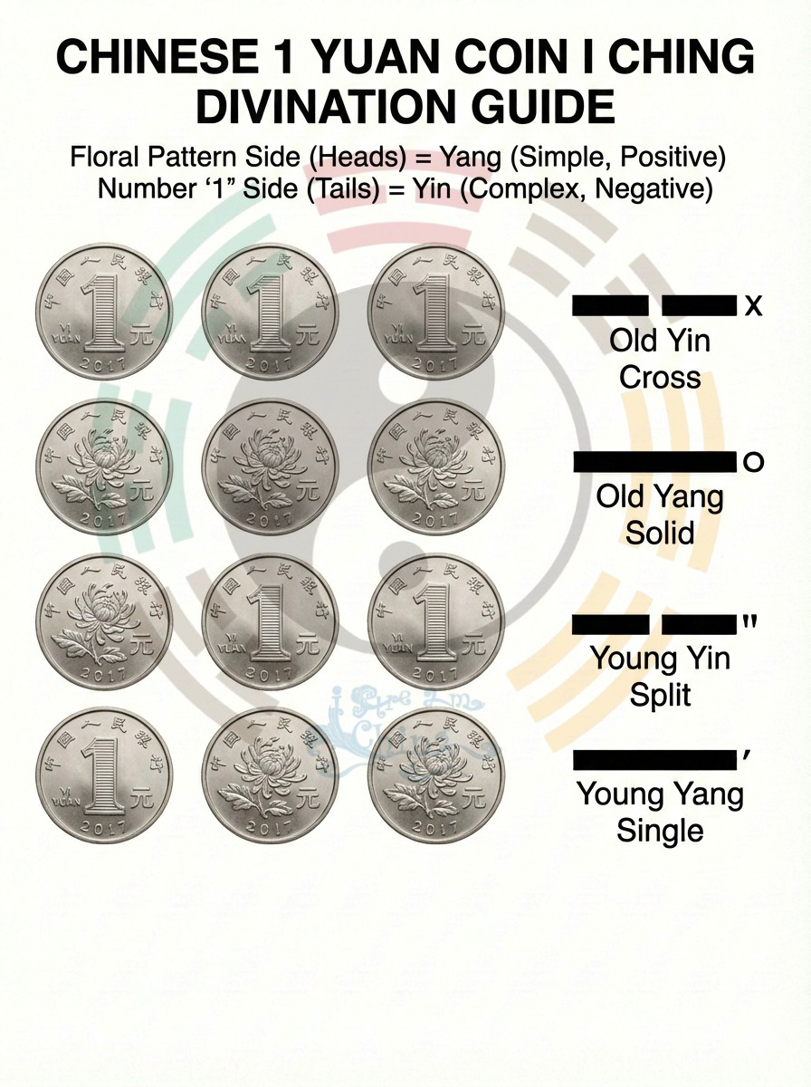 Chinese 1 Yuan Coin I Ching Divination Guide